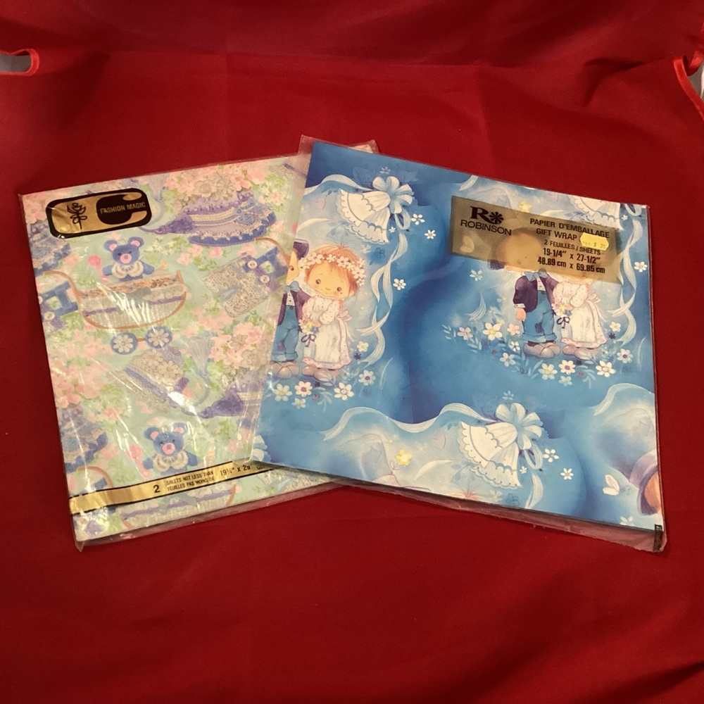 2 vintage wrapping paper for crafting scrapbooking please read
